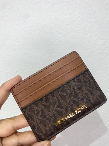 MICHAEL KORS, for ladies, small card holder, signature print, brown