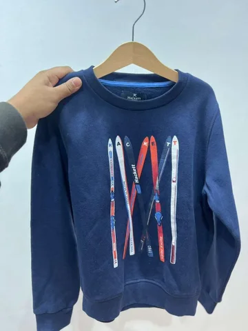 HACKETT, for kids, long sleeves jumper, printed ski, cotton navy size: 7-8 year