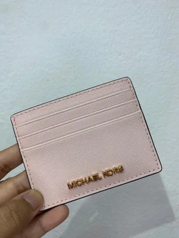 MICHAEL KORS, for ladies, small card holder, leather, powder blush pink