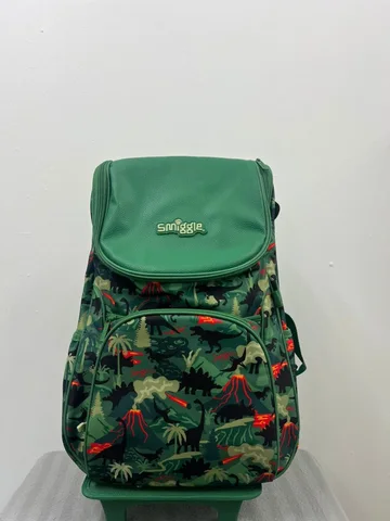SMIGGLE, for kids, Large Trolley Bag, dinosaur green