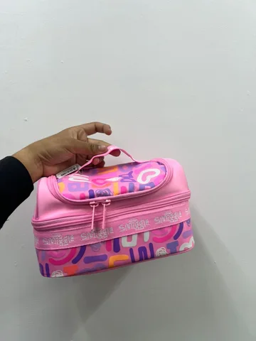 SMIGGLE, Double Decker Lunch Box, all over logo print, pink