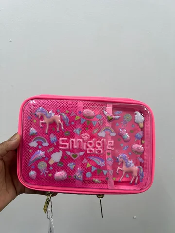 SMIGGLE, for kids, hard top pencil case, unicorn clear pink