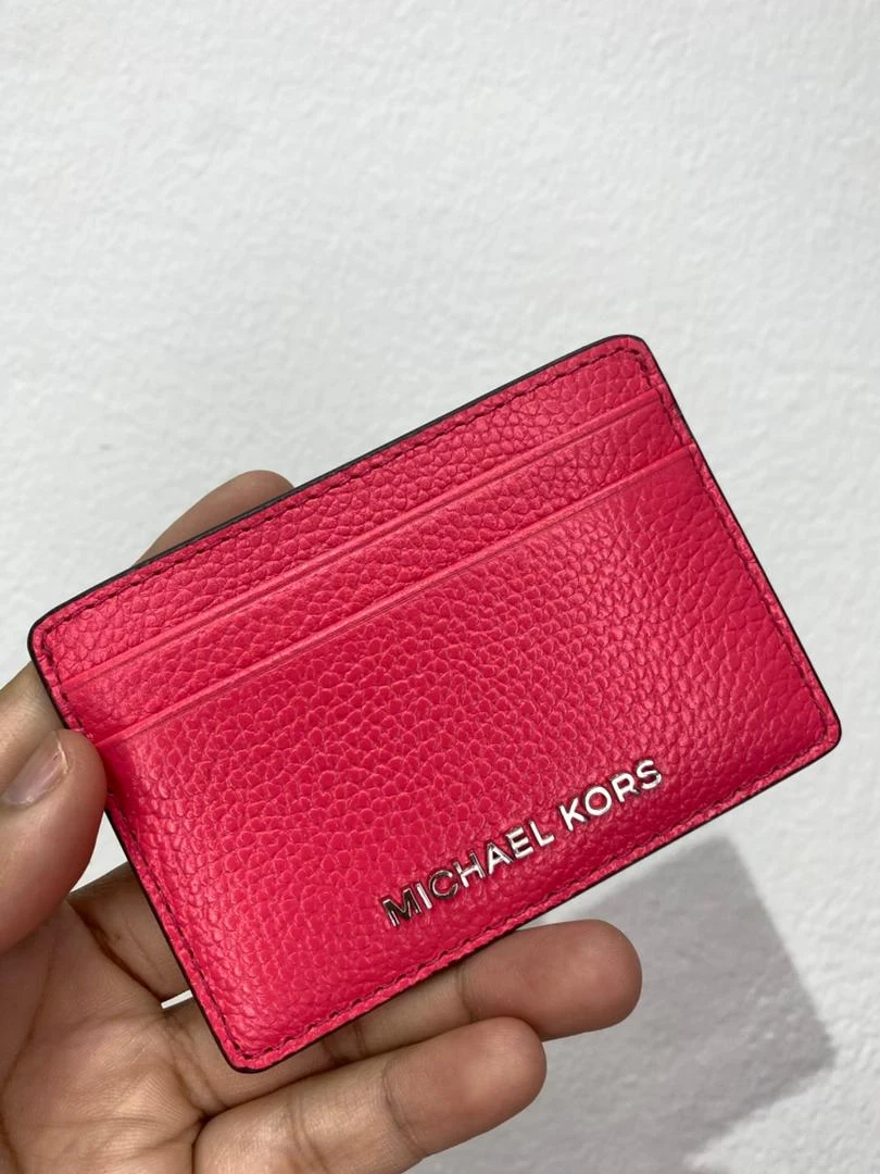 MICHAEL KORS, for ladies, small card holder, leather, geranium pink