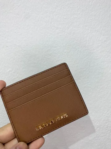 MICHAEL KORS, for ladies, small card holder, leather, luggage brown