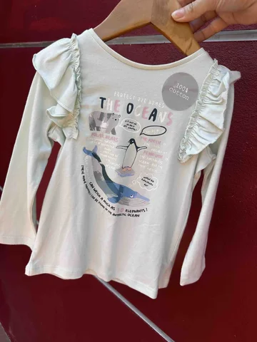 F and F by TESCO, for kids baby girl, long sleeves t shirt, mint 12-18 month