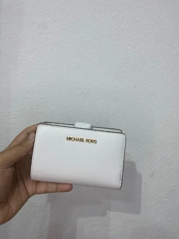 MICHAEL KORS, for ladies, bifold compact wallet, saffiano leather, white