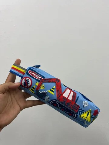 SMIGGLE, for kids, pencil case with handle, excavator blue