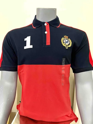 HACKETT, for men, collared t shirt, mesh cotton, colorblock red size: S, M