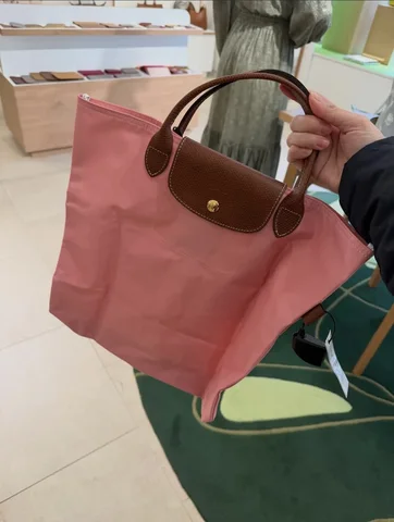 LONGCHAMP, le pliage original, top handle open top tote bag, nylon soft pink