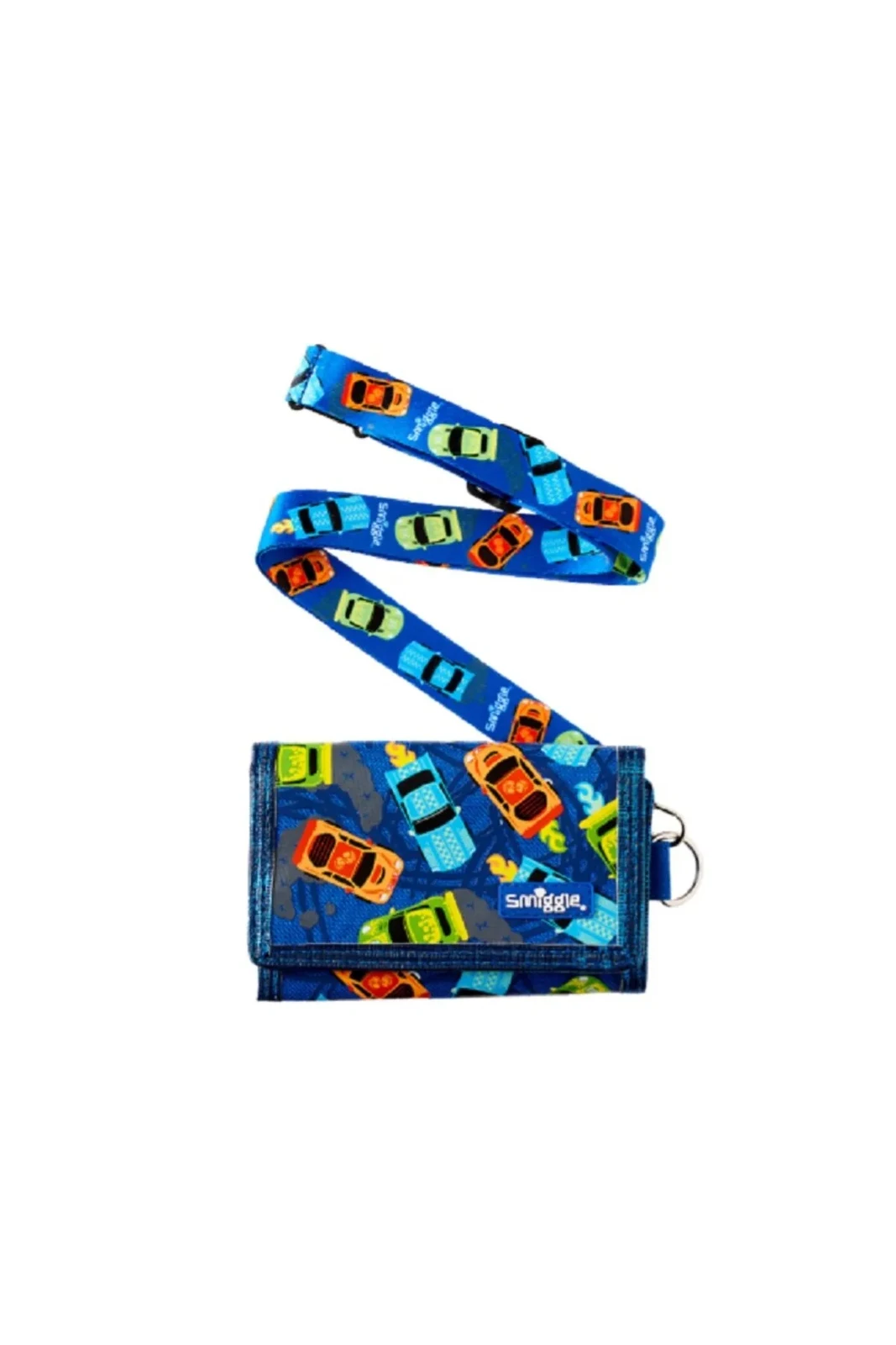 SMIGGLE, for kids, trifold wallet with lanyard, wonder world, Royal Blue.
