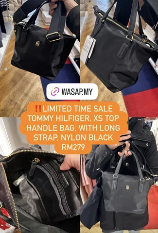 TOMMY HILFIGER, poppy, small top handle bag, nylon black