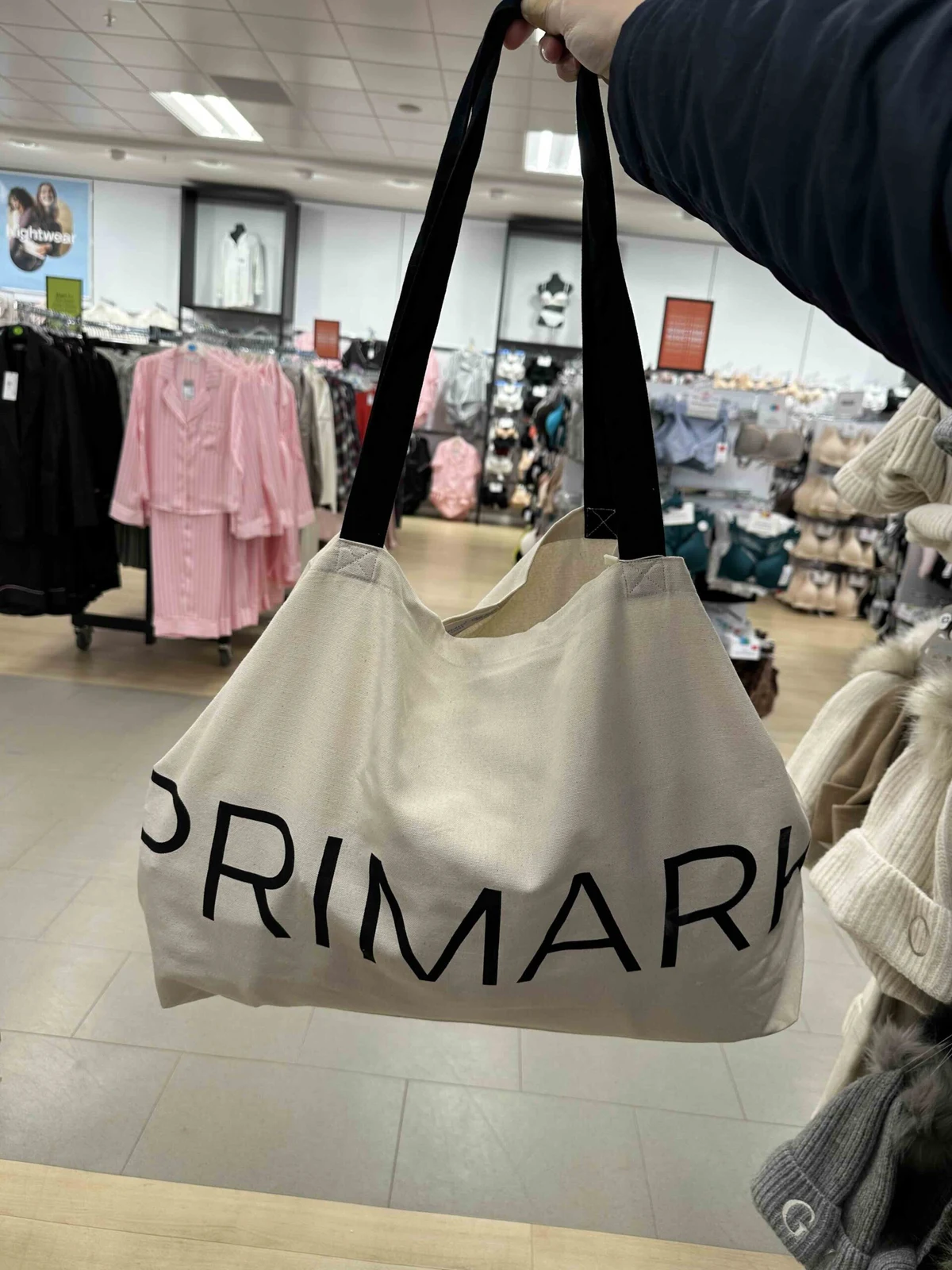 PRIMARK, large open top tote bag, natural