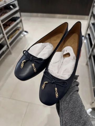 MICHAEL KORS, nori, flat ballet shoes, leather navy