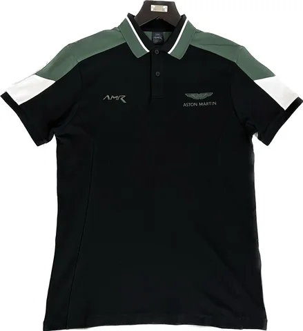 HACKETT X ASTON MARTIN RACING, for men, collared t shirt, slim fit, color block black size: M