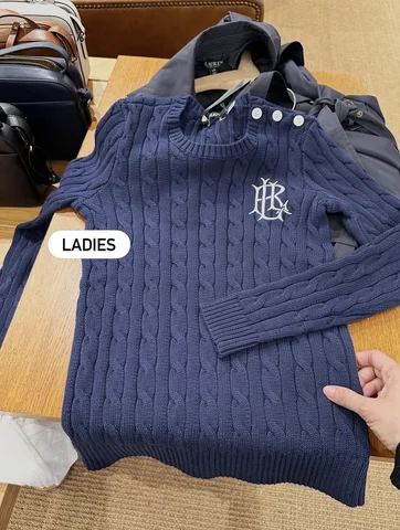 POLO RALPH LAUREN, for ladies, cable knitted jumper, navy