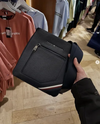 TOMMY HILFIGER, for men, flat crossbody bag, black