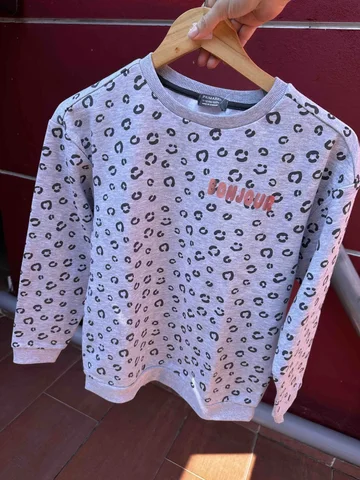 PRIMARK, for kids girl, jumper, leopard print grey, size: 11-12 years