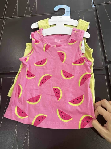 PRIMARK, for kids girls, set of 2 sleeveless t shirt, watermelon 12-18, 24-36 month