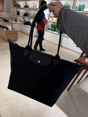 LONGCHAMP, neo, large long handle bag, no long strap, nylon black