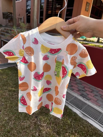 PRIMARK, for kids baby girl, short sleeves t shirt, fruits white