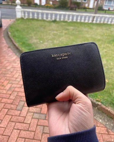 KATE SPADE, spencer, bifold compact wallet, leather, black