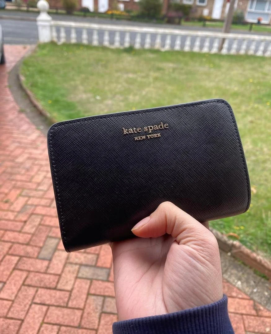 KATE SPADE, spencer, bifold compact wallet, leather, black