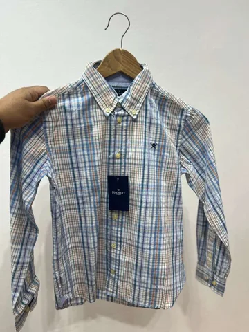 HACKETT, for kids, long sleeves shirt, checkered blue beige size: 7-8 year