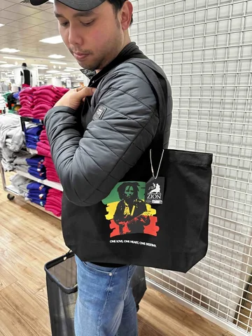 PRIMARK X BOB MARLEY, medium long handle tote bag, canvas black
