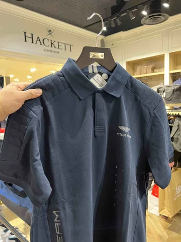 HACKETT X ASTON MARTIN RACING, for men, collared t shirt, slim fit, navy size: S only