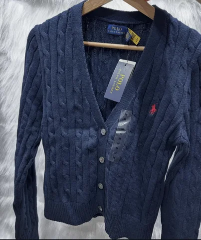 POLO RALPH LAUREN, for ladies, cable knitted cardigan, navy