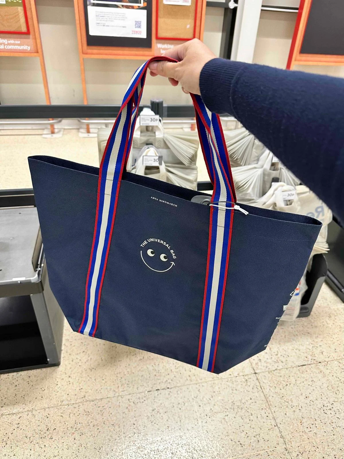 ANYA HINDMARCH X TESCO, Large open top tote, Navy