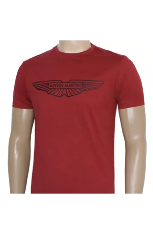 HACKETT X ASTON MARTIN RACING, for men, round neck t shirt, burgandy size: S-XXL