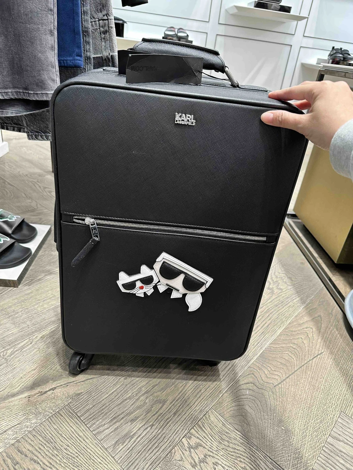 KARL LAGERFELD, kocktail, cabin bag, coated cotton black