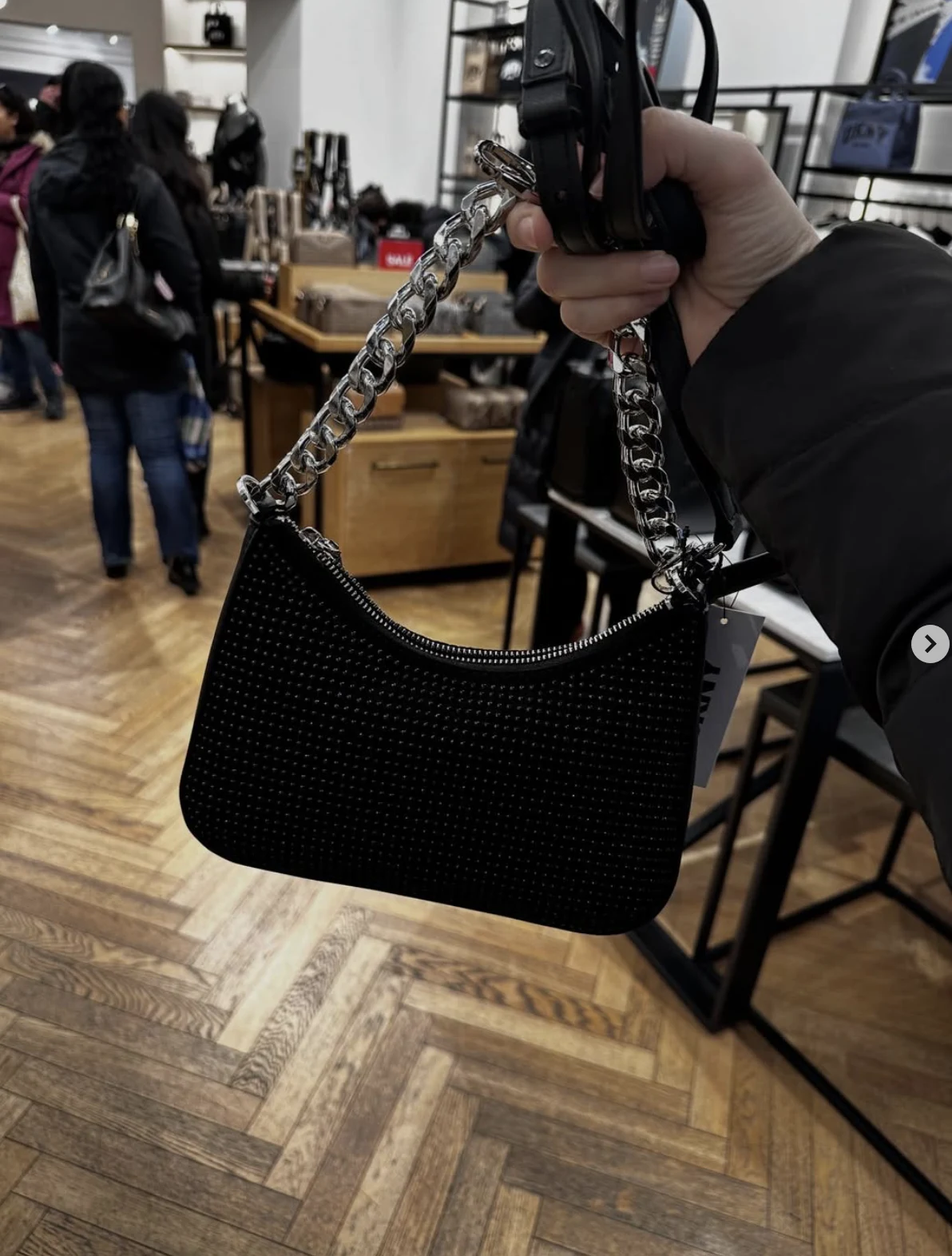 DKNY, small crossbody bag, studded black