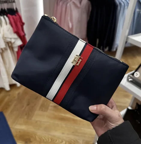 TOMMY HILFIGER, for ladies, small cosmetic bag, nylon, stripes navy