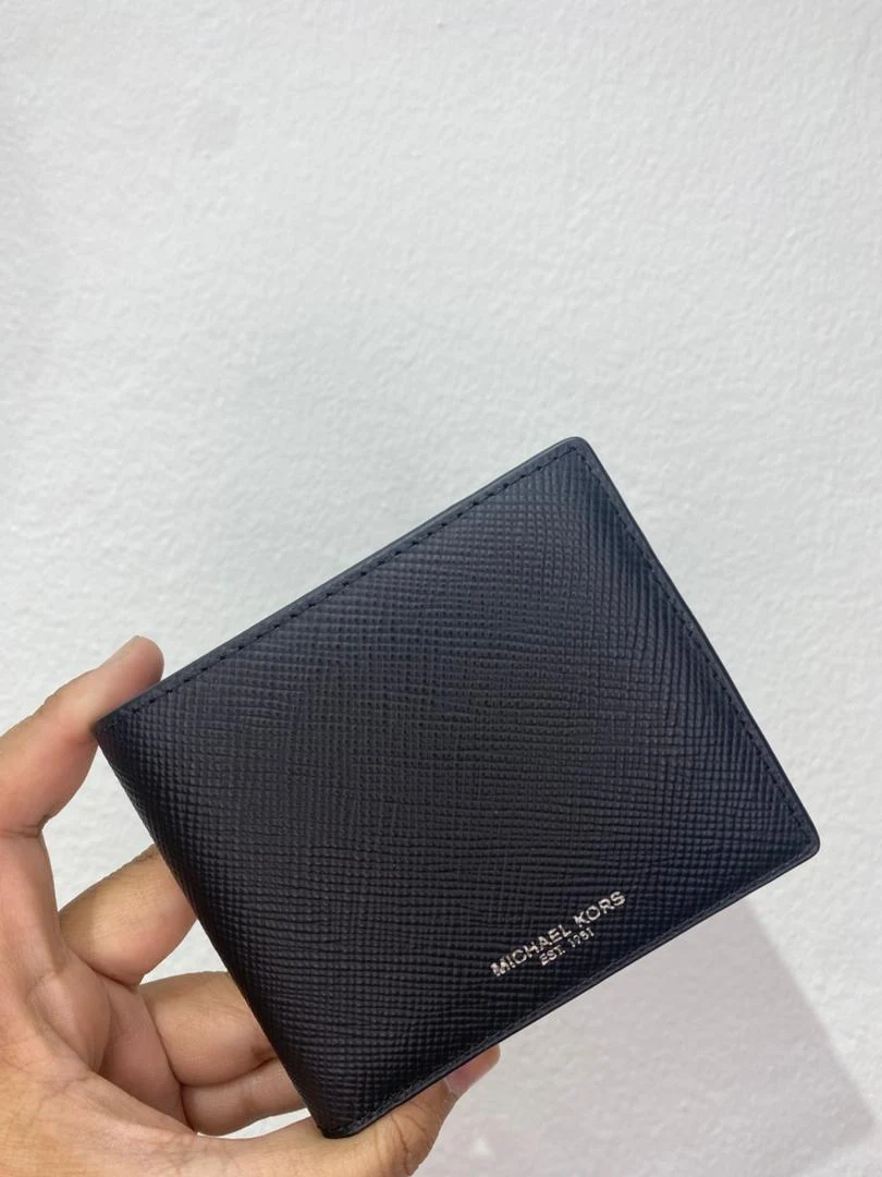 MICHAEL KORS, for men, bifold wallet, saffiano leather, black