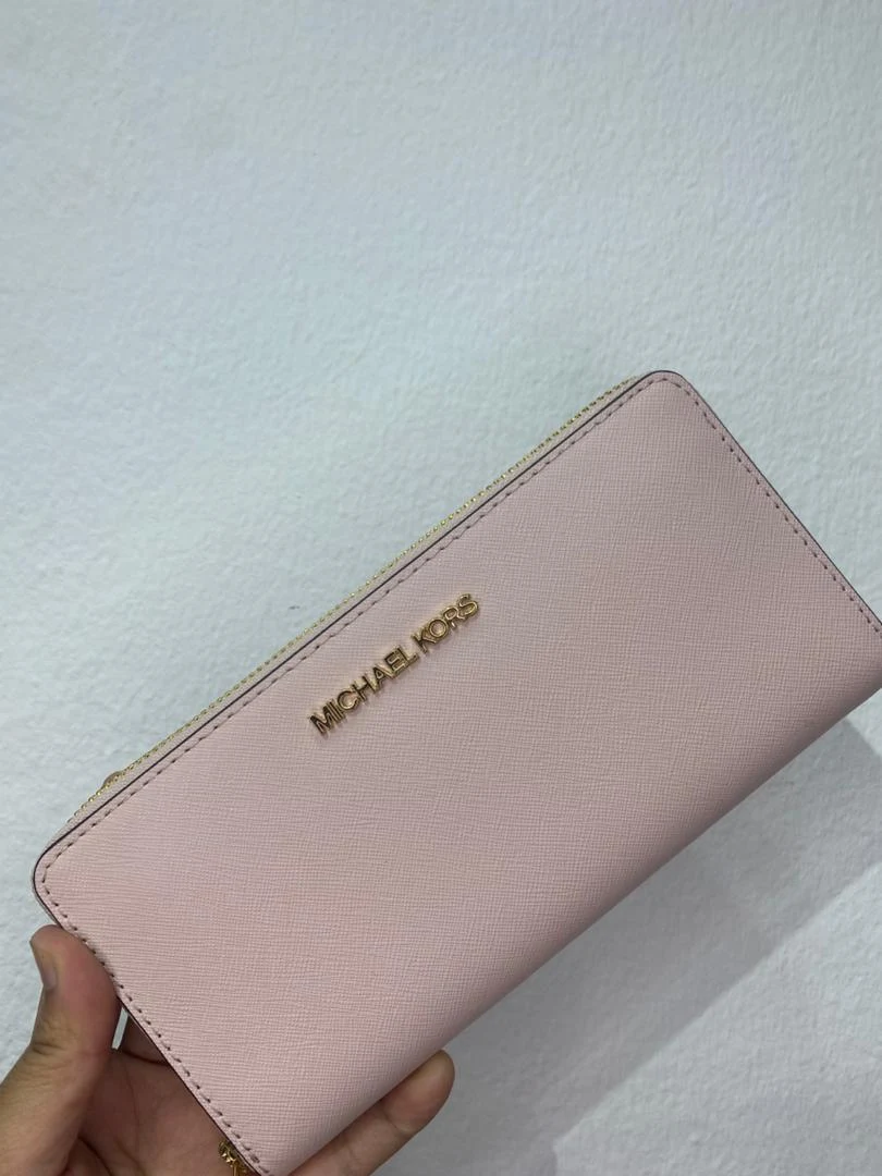 MICHAEL KORS, for ladies, zip around continental wallet, leather, powder blush pink