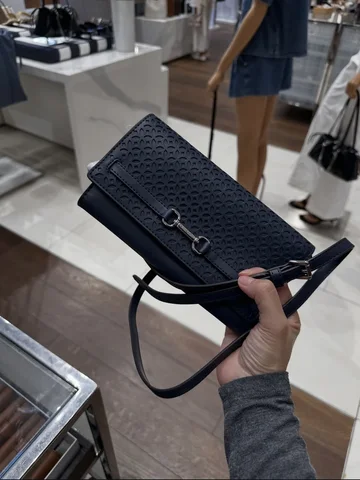 MICHAEL KORS, for ladies, carson, large wallet on chain, laser cut, coated canvas, navy