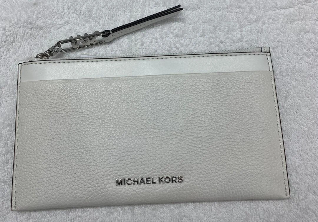 MICHAEL KORS, for ladies, empire, large zip card holder, leather, optic white